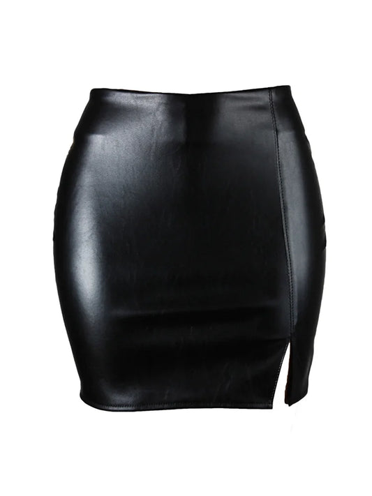 2025 Women PU Leather Night Club Mini Skirt Zipper
