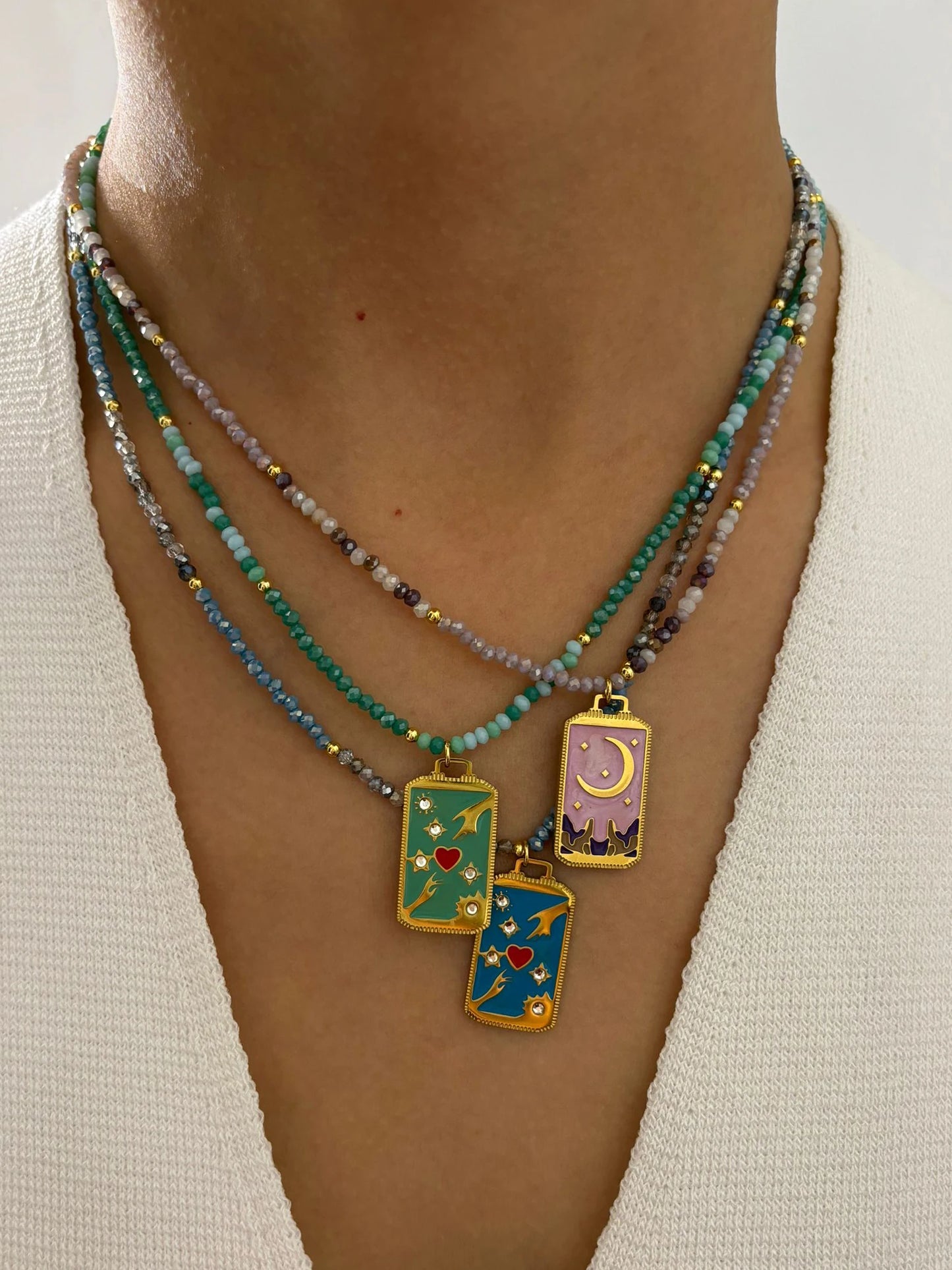 Peri'sBox Bohemian Multi-Color Acrylic Beaded Pendant Necklace for Women