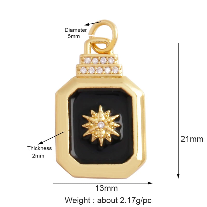 Gold-Plated Celestial Moon Star Charm Pendant with Cubic Zirconia for Jewelry Making