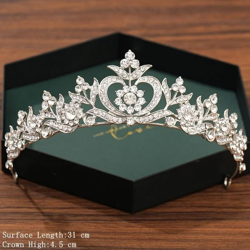 Silver Crown Tiara Hair Accessories for Brides - Top-Rated Crystal Rhinestone Diadem Silver 1