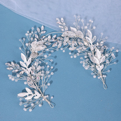 Elegant Pearl & Crystal Bridal Headband - Stunning Rhinestone Leaf Tiara for Women Gold