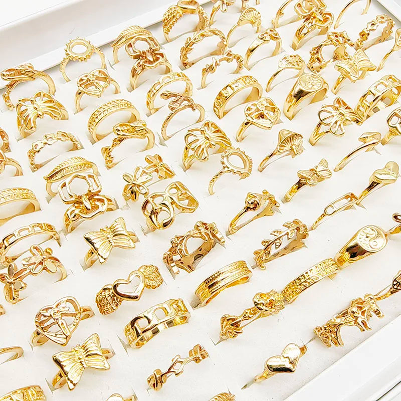30pcs Alloy Finger Rings Set Trendy Floral and Animal Designs for Women mix size(15mm-19mm) 30pcs style 4 30pcs