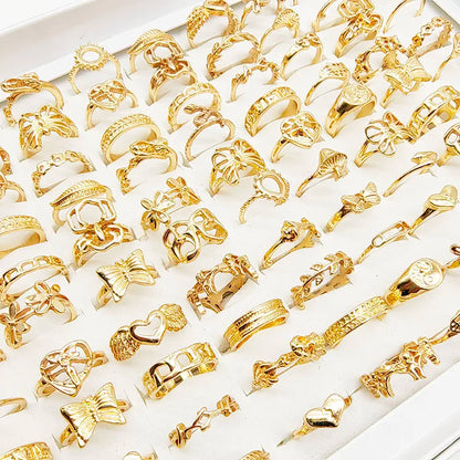 30pcs Alloy Finger Rings Set Trendy Floral and Animal Designs for Women mix size(15mm-19mm) 30pcs style 4 30pcs