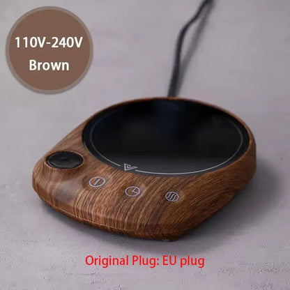 Electric Beverage Heating Plate 200W Smart Mug Warmer 5 Temps EU-Brown-NO CUP