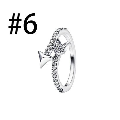 925 Silver Heart Arrow Jewelry Set with Colorful Zircon Sparkling Ring Earrings and Necklace Valentines Day Gift for Women
