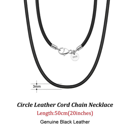 Rinntin 2mm Brown Leather Cord Necklace with 925 Sterling Silver Clasp Trendy Jewelry for Men and Women 2mm-Black-40cm