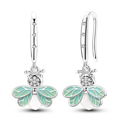 Luxury 925 Silver Pink Heart Pearl Butterfly Zircon Drop Earrings for Elegant Women