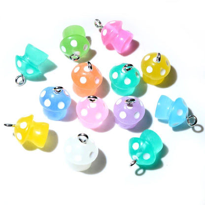 Whimsical Cartoon Mushroom Charms Set for Women and Girls - 10PCS Handmade Resin Gifts
