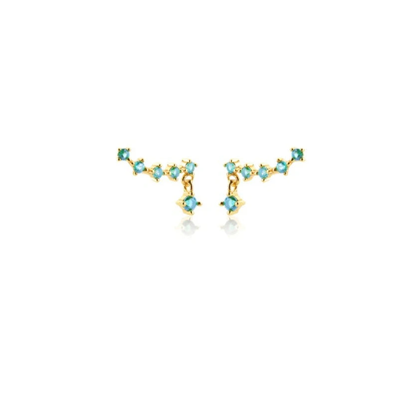 Elegant Water Lake Blue Zircon Hoop Earrings for Women Minimalist Circle Dangle Jewelry Accessories