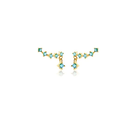 Elegant Water Lake Blue Zircon Hoop Earrings for Women Minimalist Circle Dangle Jewelry Accessories