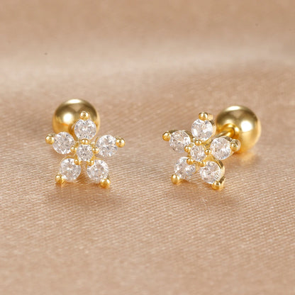 2Pcs Helix Ear Piercing Stud Earrings for Women Zircon Heart Star Moon Tragus Accessories Jewelry Gift