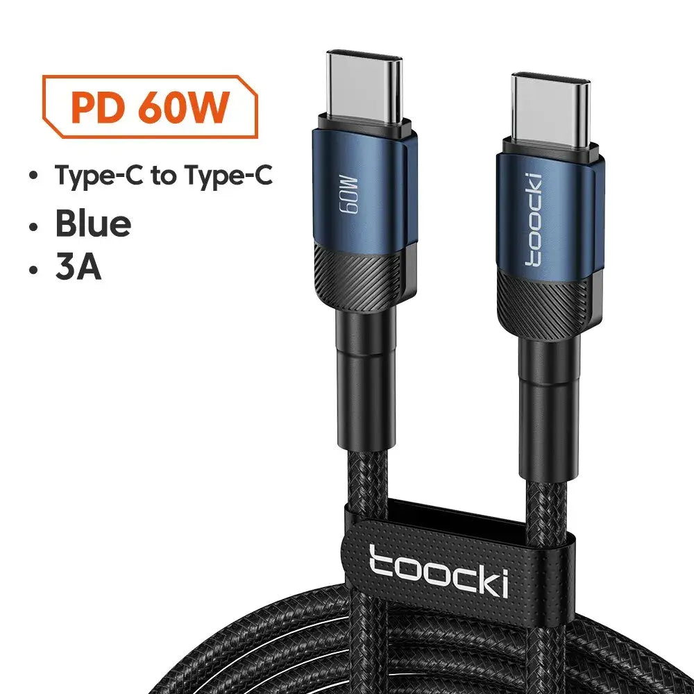 Toocki USB Type C Cable Fast Charging USB C Charger Cord 1m 2m USB A to C Black