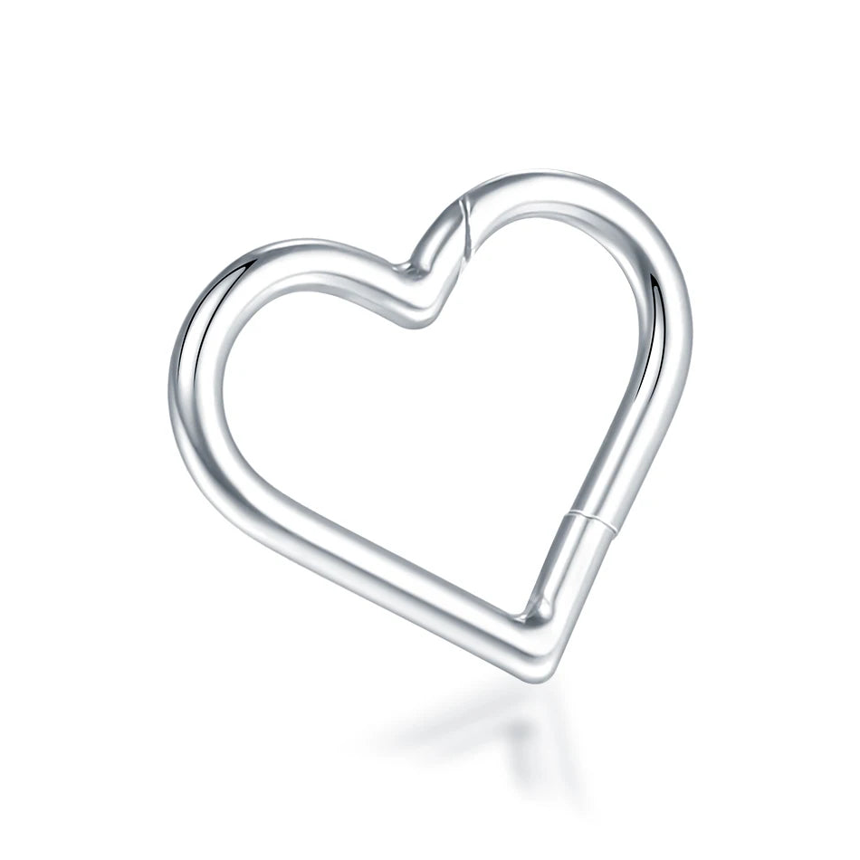 Steel Heart Shape Hinged Septum Clicker Tragus Cartilage Piercing Jewelry