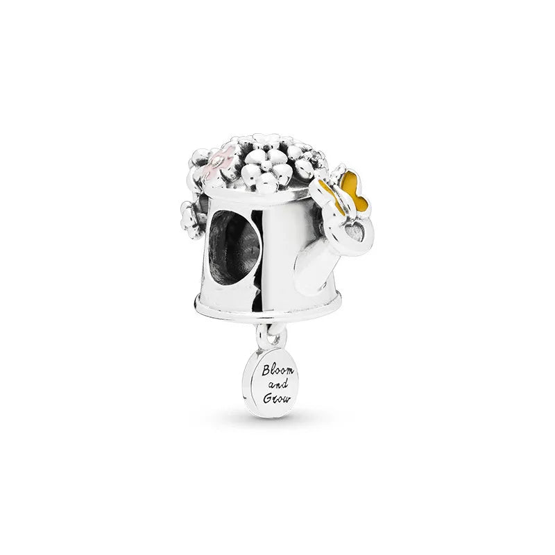 Sunflower Evil Eye Charm 925 Silver Plated Bead for DIY Bracelets Women's Jewelry B1811