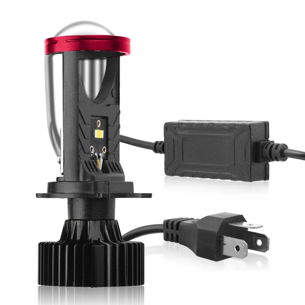 Ultra-Bright H4 LED Headlight Bulbs 150W 26000LM with Mini Projector Lens and Z-Shaped Cutoff for Moto Vehicles