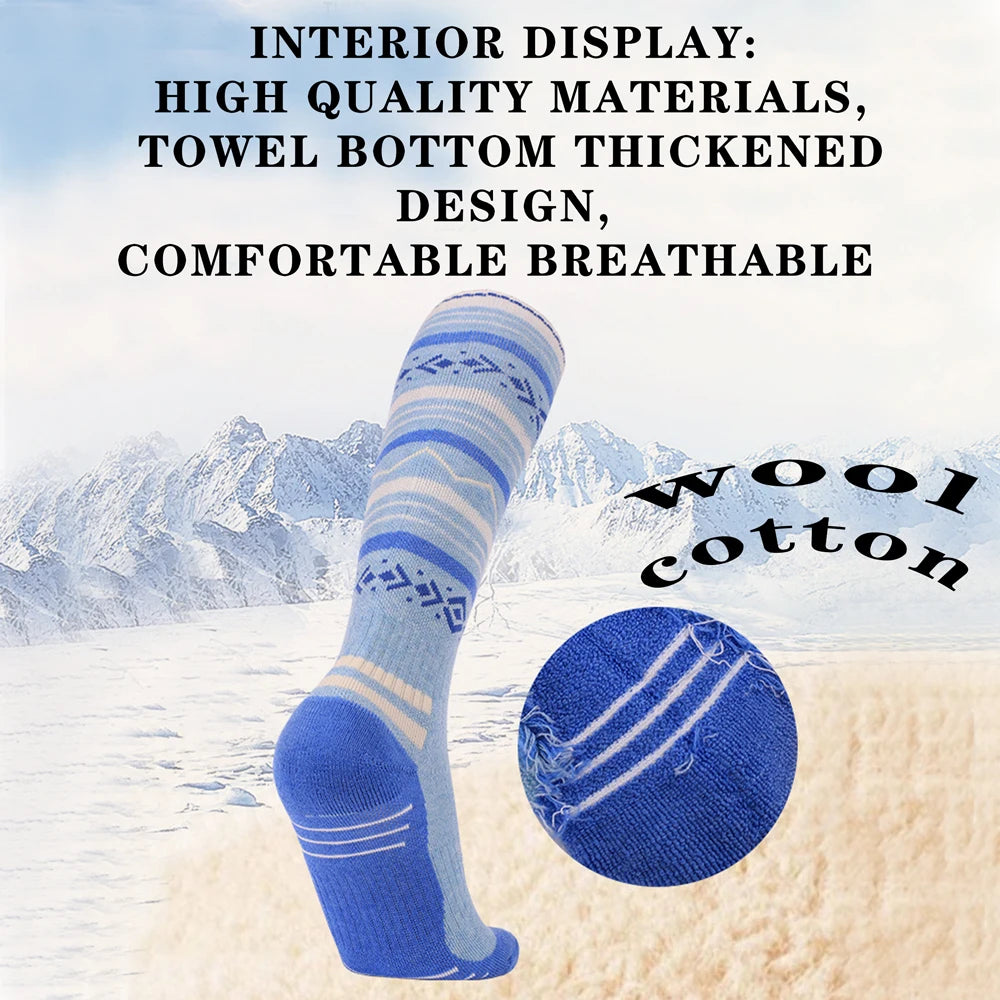 Womens Wool Knee High Thermal Ski Socks For Winter Outdoor
