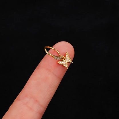 316L Surgical Stainless Steel Heart Crown Flower Butterfly Dangle CZ Nose Studs for Stylish Nose Piercing Jewelry
