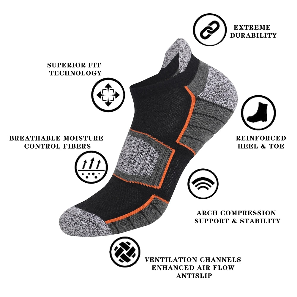 6 Pairs Mens Anti Slip Terry Sole Hiking Socks Arch Support