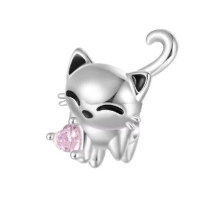 Exquisite 925 Silver Cat Claw Pendant Beads with Safety Chain for European Bracelets B6251