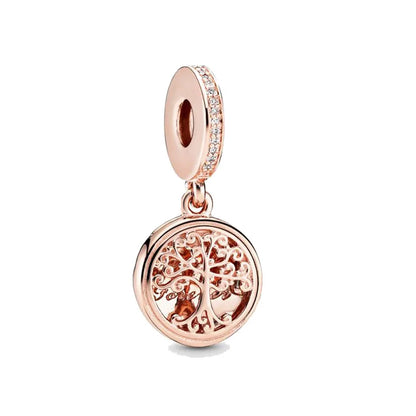 European Mother's Day Key Lock Tower Family Tree DIY Charm Bead for 925 Sterling Silver Bracelet Necklace Jewelry for Women