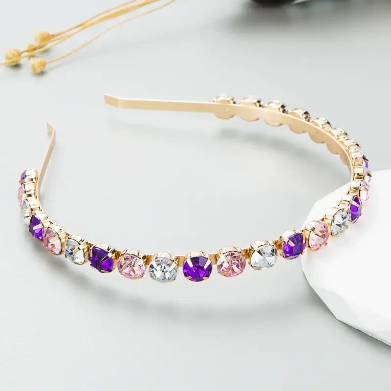 Fine Edged Baroque Style Gorgeous Women's Metal Hair Band Purple color Hairbands