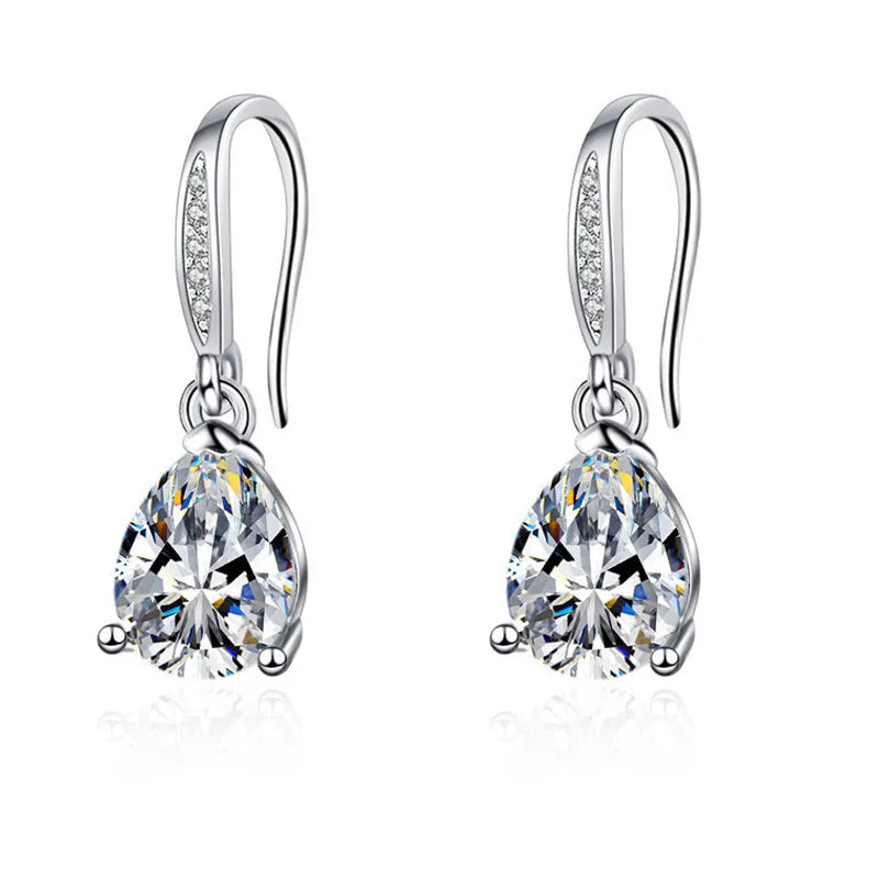 Sterling Silver CZ Crystal Plant Stud Earrings for Women and Teens
