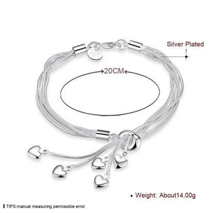 Timeless Elegance: 925 Sterling Silver Heart Tassel Bracelet for Women