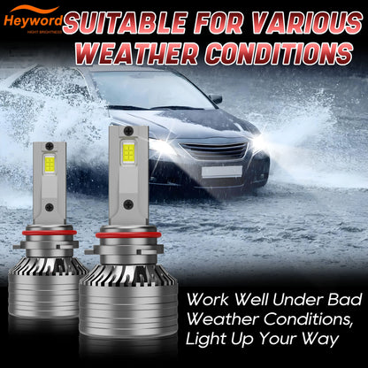 Heyword 2Pcs 4300K Canbus Led Headlight Bulbs H7 H4 H11