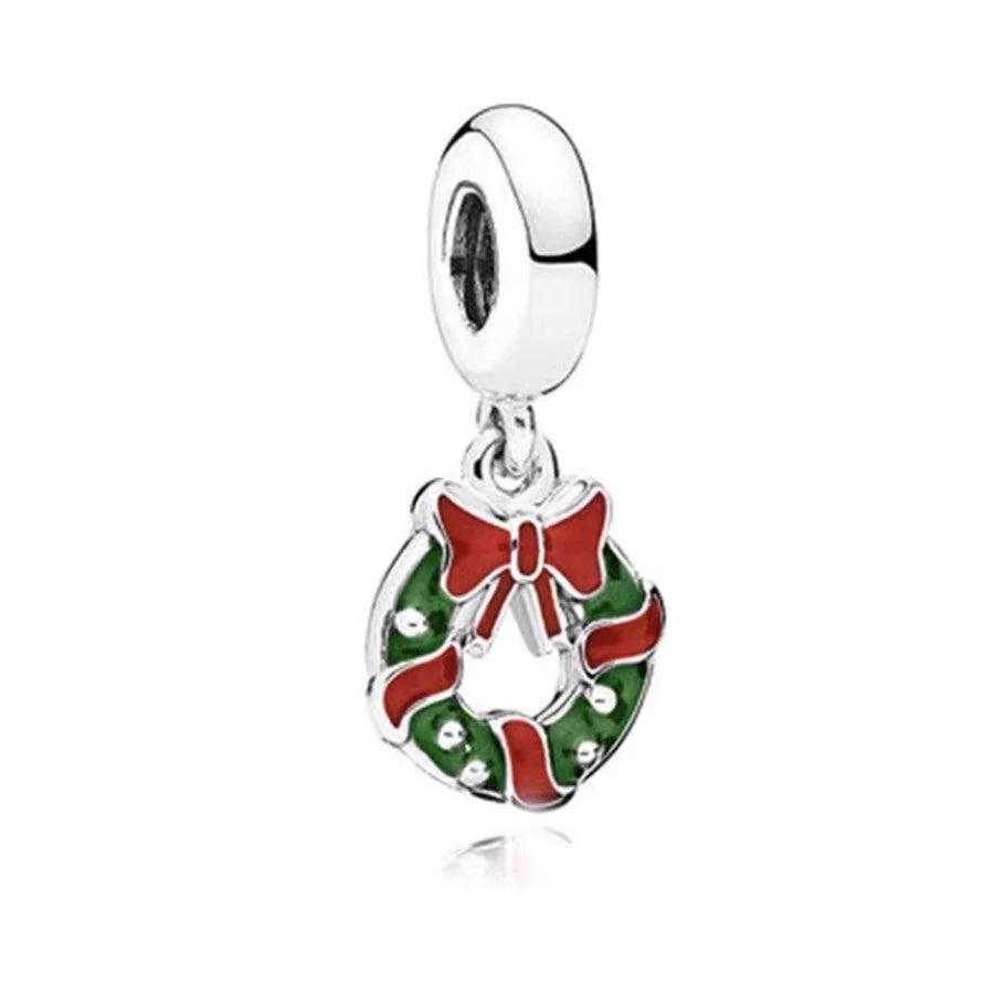 DIY Christmas Charm Bracelet with Santa Reindeer Snowman Tree Train Beads in Silver 925 YY0030