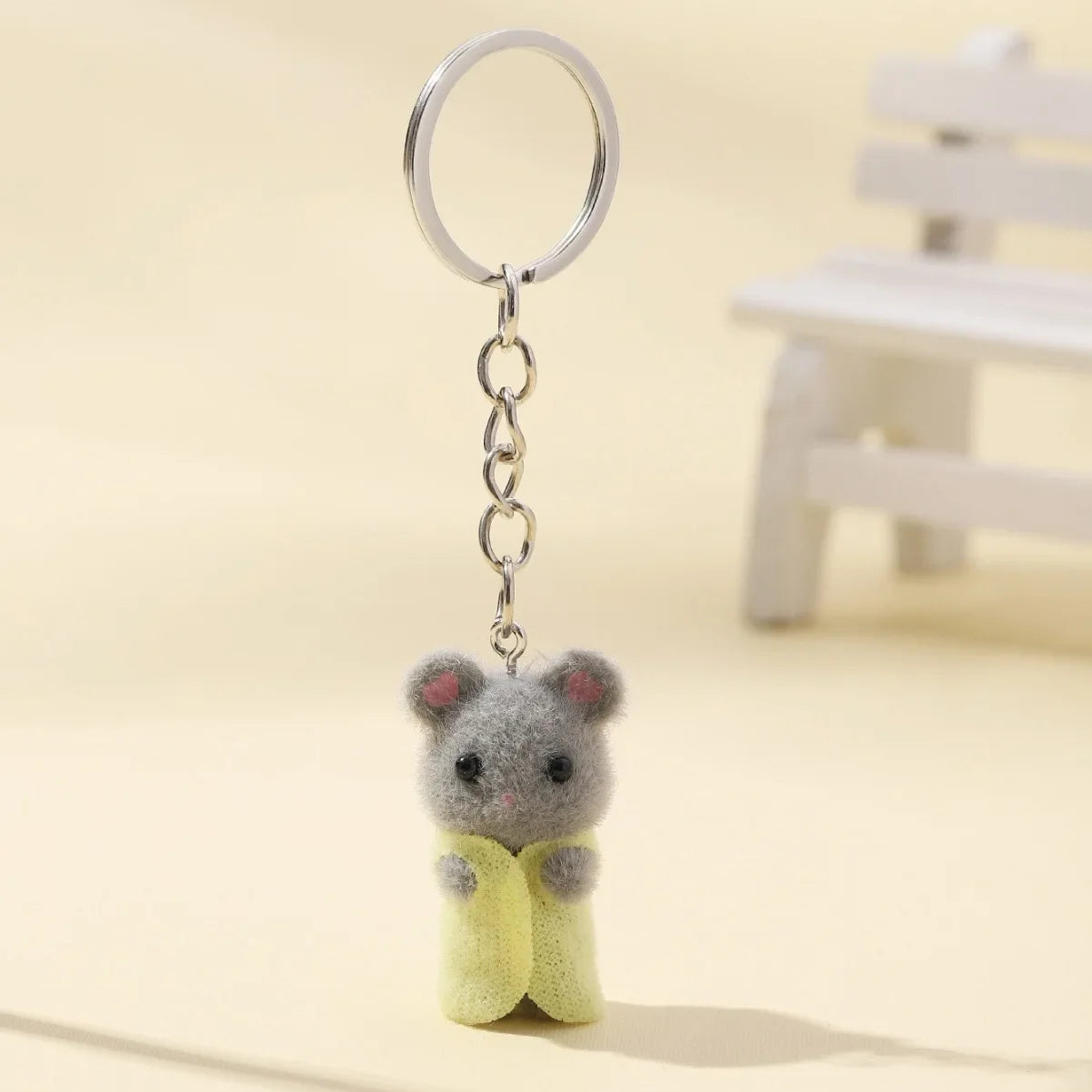 3D Cute Mouse Flocking Charms Cartoon Animal Resin Pendant for DIY Jewelry Making and Handmade Accessories