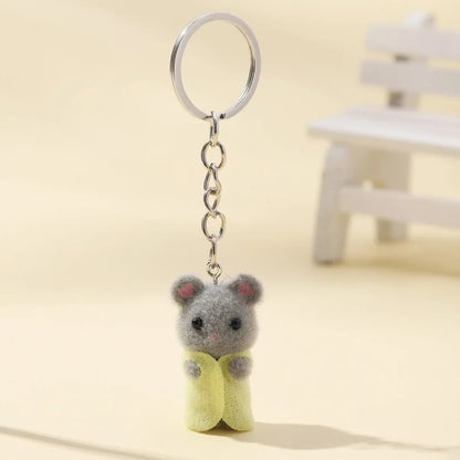 3D Cute Mouse Flocking Charms Cartoon Animal Resin Pendant for DIY Jewelry Making and Handmade Accessories