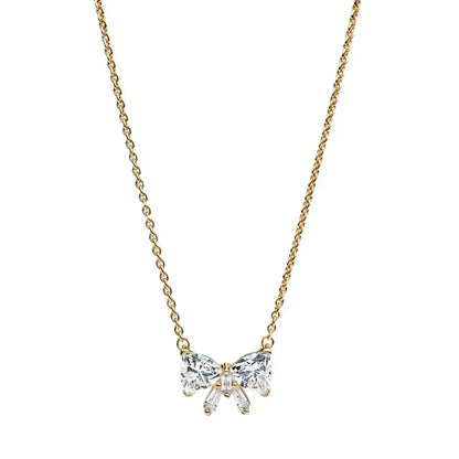 925 Sterling Silver Heart Arrow Pendant Necklace Classic Bow Tie Charm for Women Elegant DIY Gift