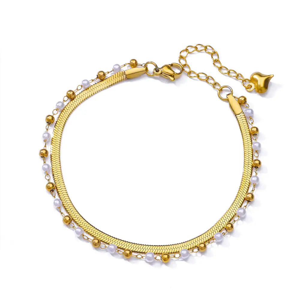 Gold Imitation Pearl Anklets for Women with Stainless Steel Chain - Perfect Summer Beach Accessories and Gifts