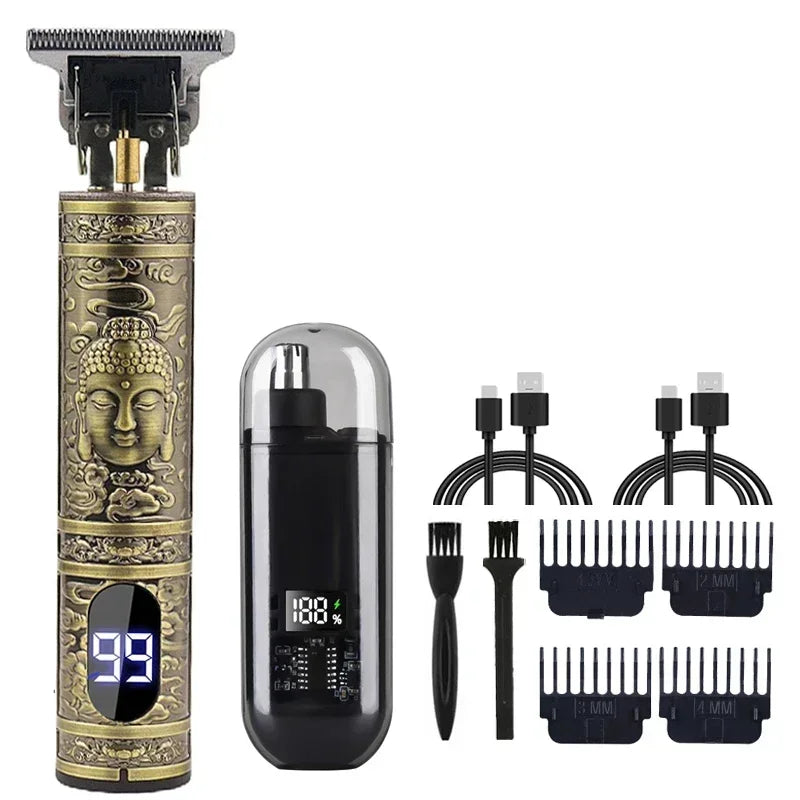 Vintage T9 Precision Hair Clipper with USB Charging and Portable Shaving Function