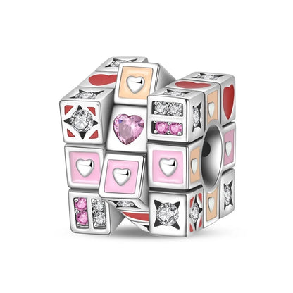 Original 925 Sterling Silver Magic Cube Charm Bead Pendant with Zircon for Bracelet and Necklace Jewelry