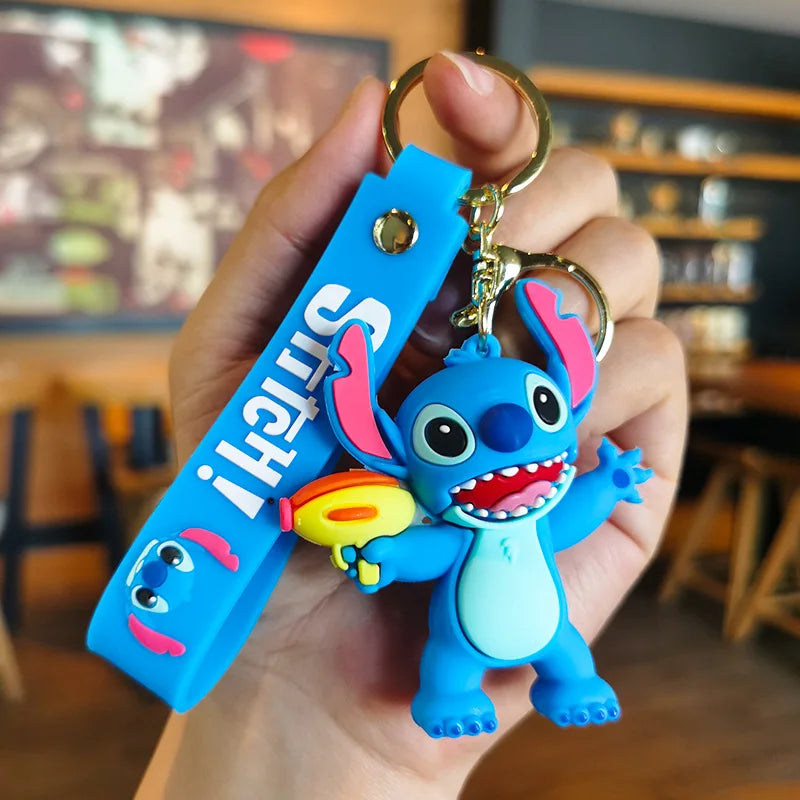 Kawaii Anime Disney Keychain Set Featuring Mickey Mouse, Minnie, Lilo & Stitch