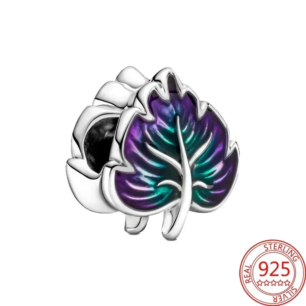 925 Sterling Silver Purple Star Animal Heart Flower Charms Beads for DIY Necklace and Bracelet Jewelry Gift