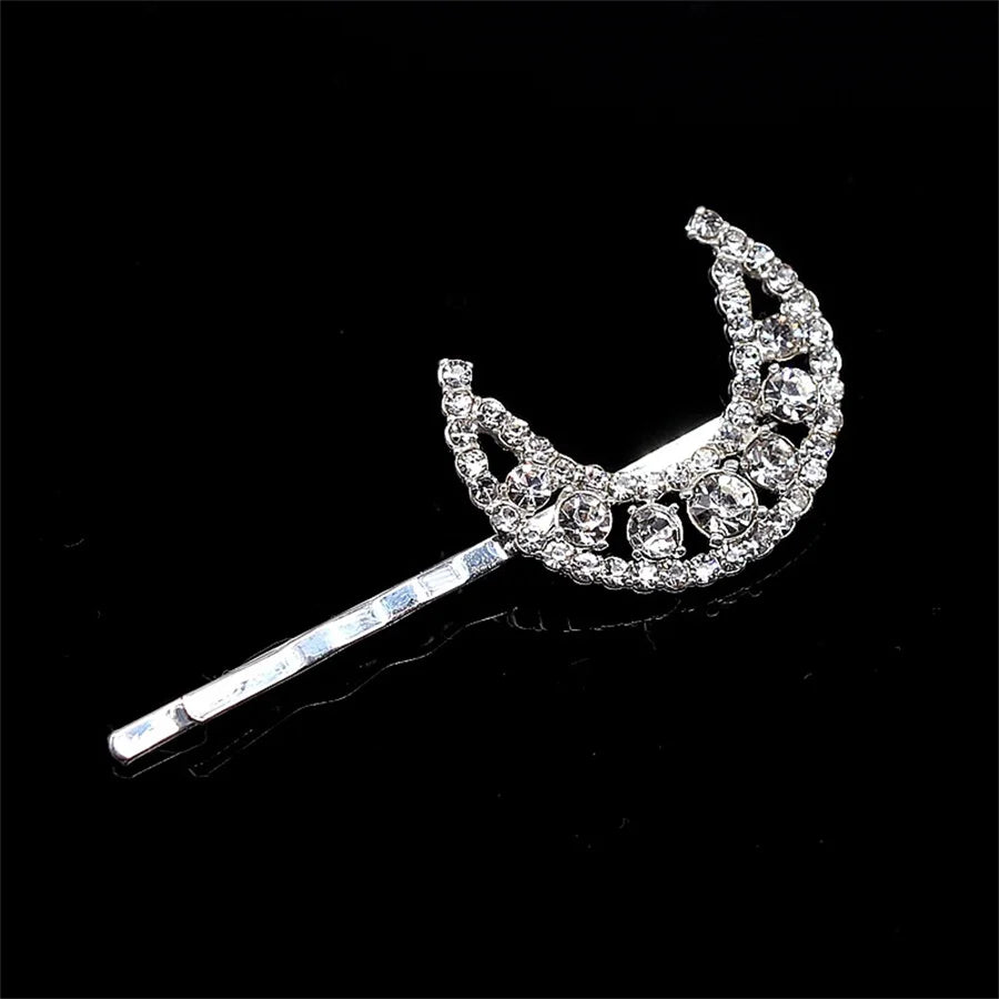 Vintage Moon Star Rhinestone Hairpin for Women Bridal Wedding Accessories