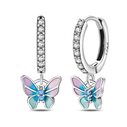 925 Sterling Silver Colorful Butterfly Heart Flower Starfish Bow Geometry Stud Earrings for Women Gift Jewelry Accessories