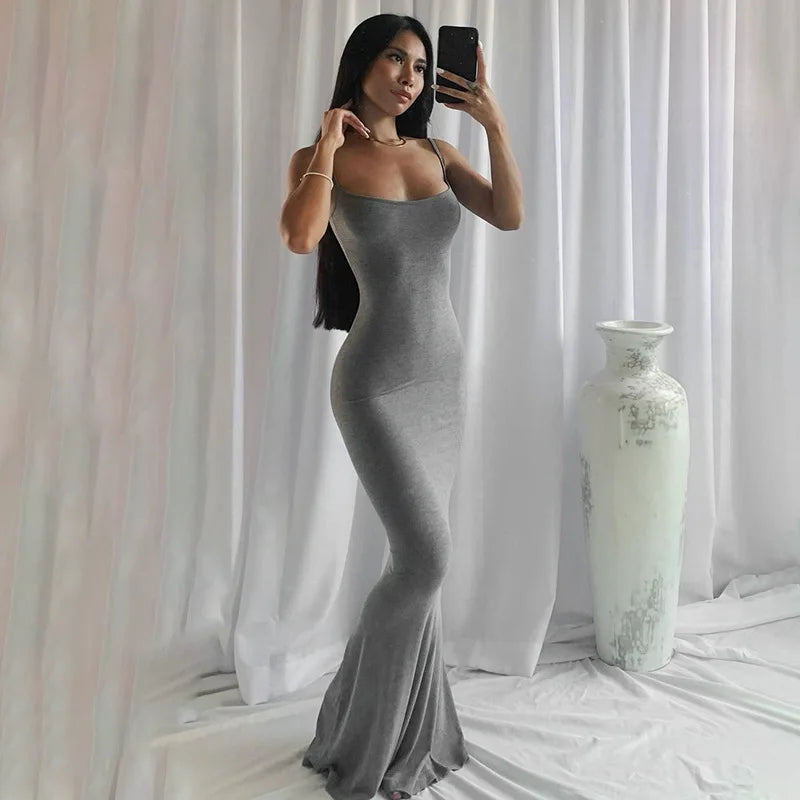 2024 Summer Dresses For Women Sexy Black Spaghetti Strap Maxi