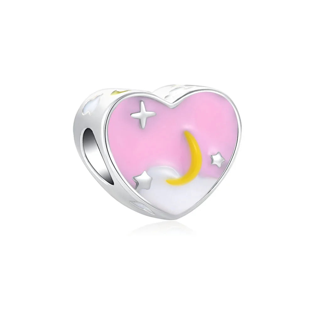 Spring Butterfly Heart Enamel Flower Charm Bead for Bracelets and Necklaces
