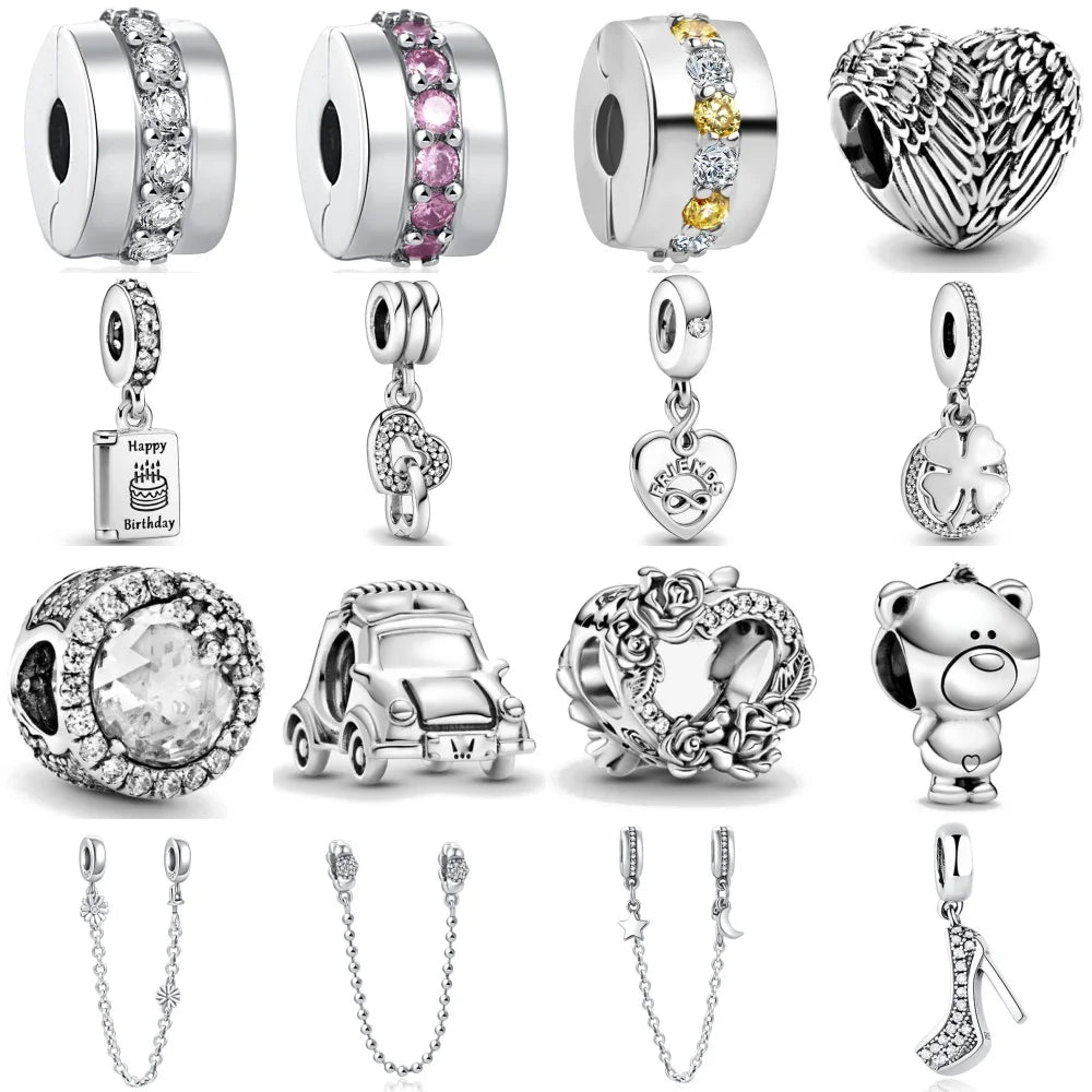 European Clip Safety Moon Star Family Tree Clover Beads for 925 Silver Bracelet Necklace Jewelry Accessories for Women