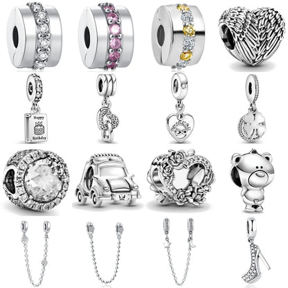 European Clip Safety Moon Star Family Tree Clover Beads for 925 Silver Bracelet Necklace Jewelry Accessories for Women