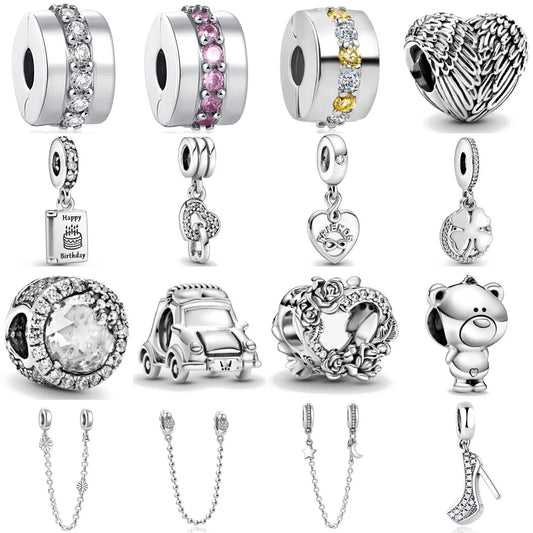 European Clip Safety Moon Star Family Tree Clover Beads for 925 Silver Bracelet Necklace Jewelry Accessories for Women