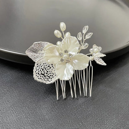 Elegant Alloy Flower Hair Combs for Bridal and Party Glamour