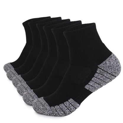6 Pairs Mens Thermal Terry Hiking Socks Mid Crew Cushioned