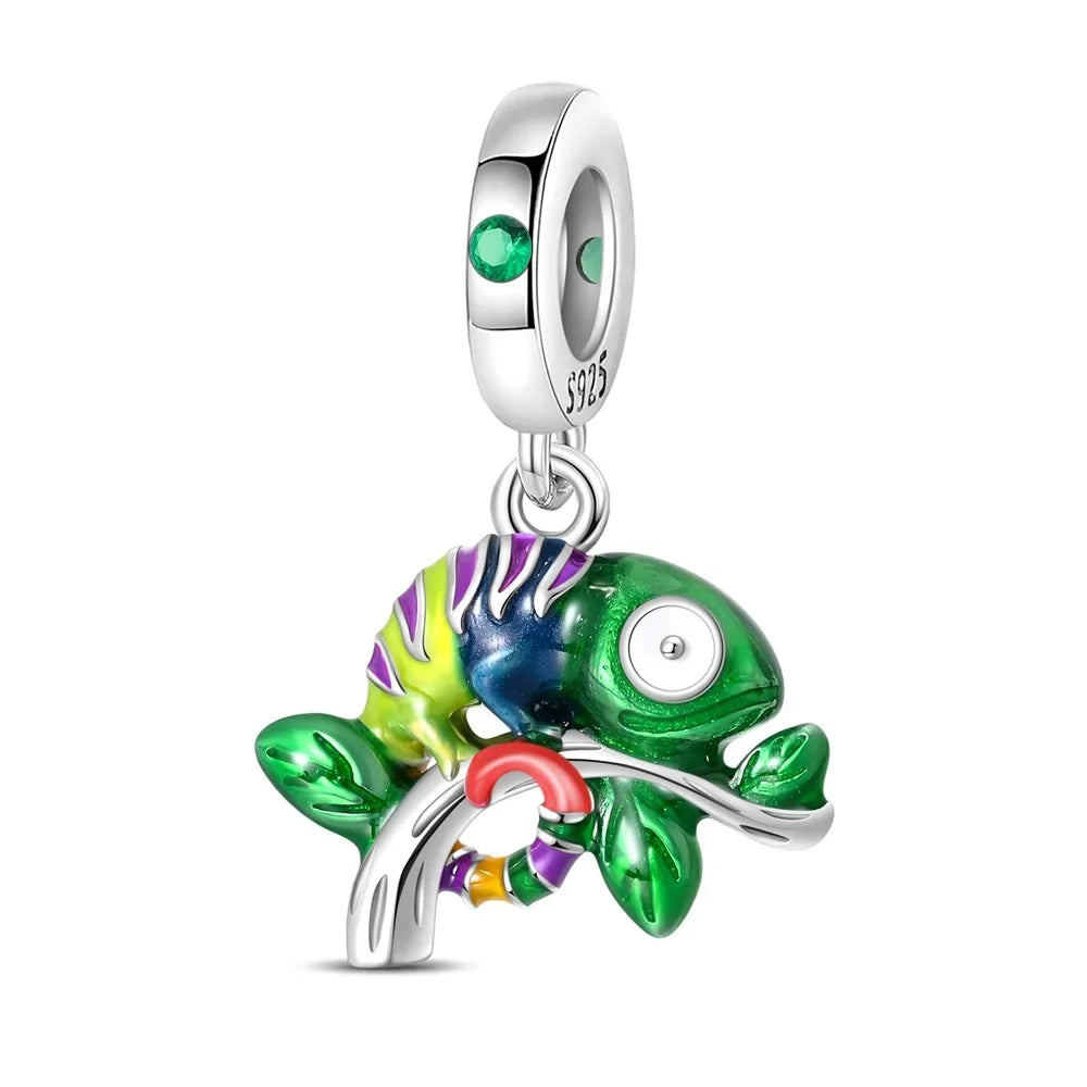 Green Monstera Leaf Charm 925 Sterling Silver Dangle Bracelet Jewelry for Women PAC1199