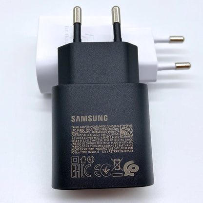 Samsung 25W Super Fast Charger USB Type C Adapter With 3A Cable Intelligent Charge For Galaxy S24 S23 S22 S21 S20 A54 A34 Z Flip 4 5 6 Z Fold Compatible
