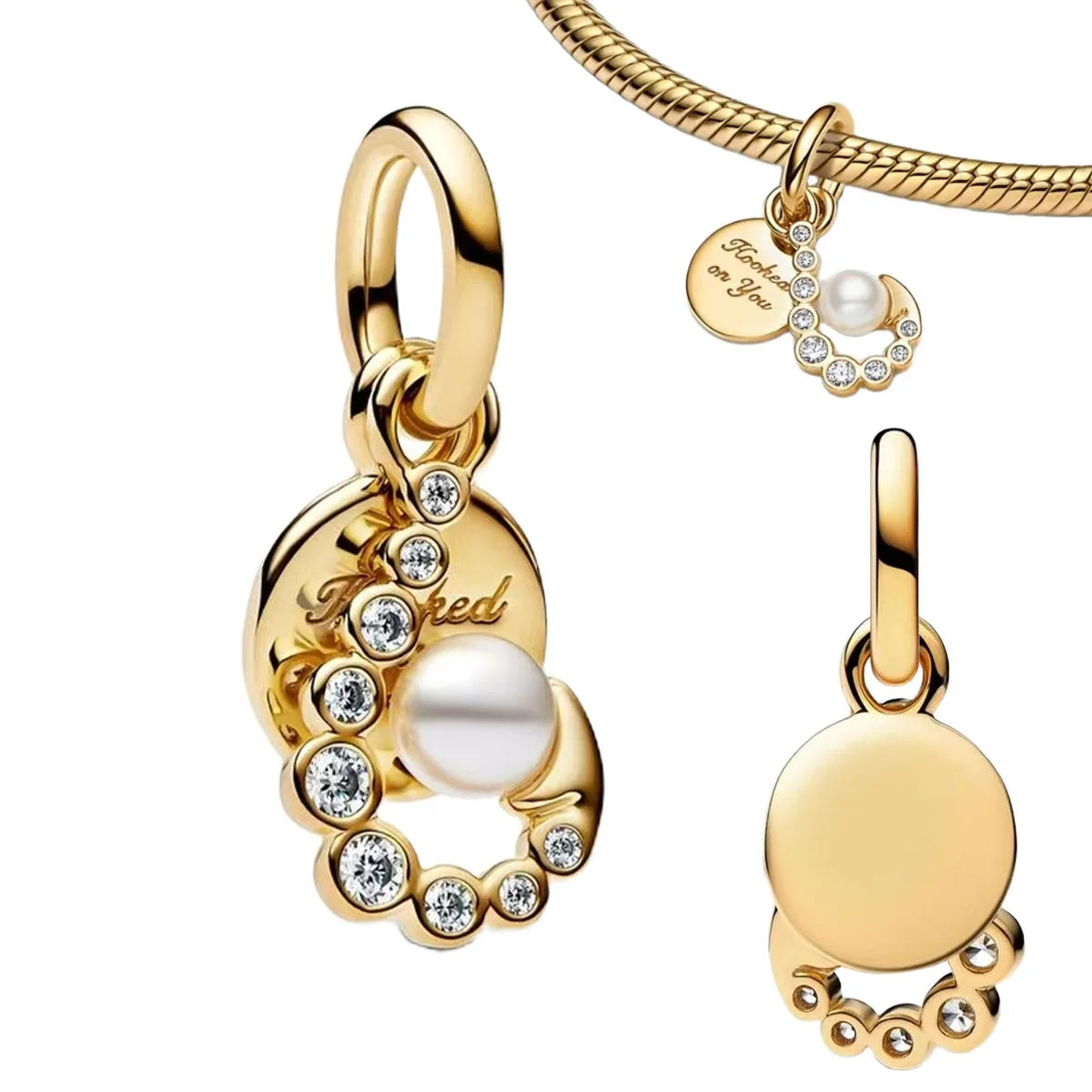 Original 925 Sterling Silver Ocean Pearl Shell Octopus Charm Bead Jewelry Set for Summer Romantic Style
