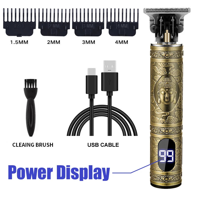Vintage T9 Hair Clippers for Men Electric Beard Trimmer Kit with Long Battery Life